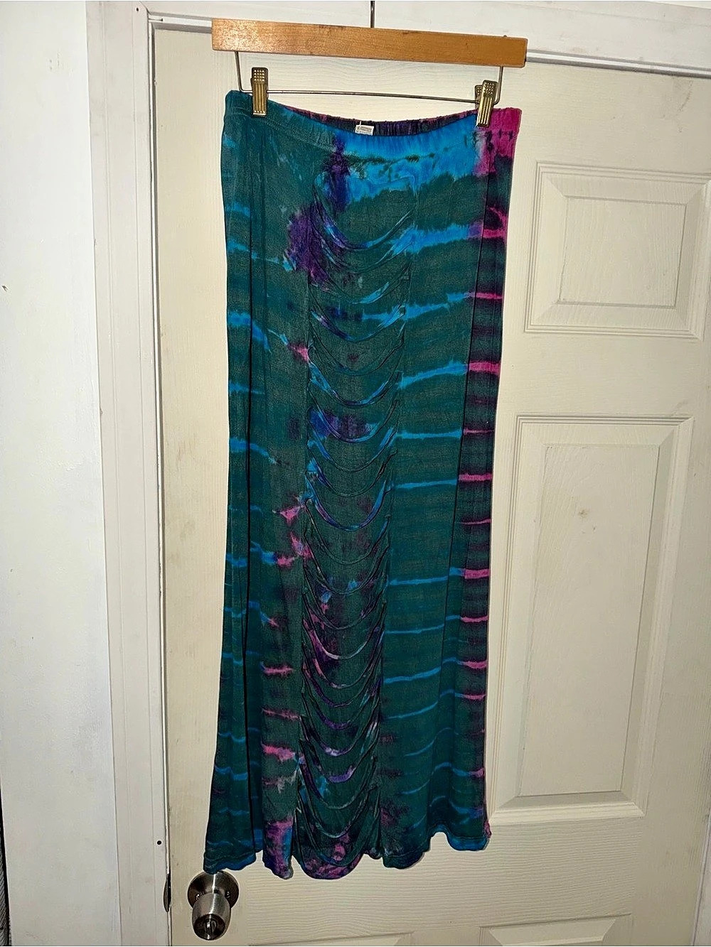 Indhorse Abstract Maxi Skirt in Green & Purple M NWT